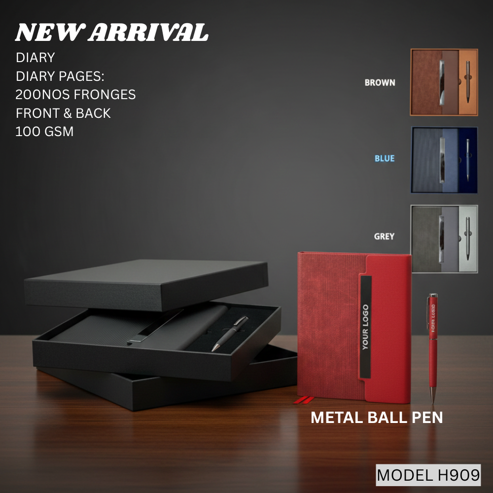 Diary and Metal Pen Corporate Gift Set