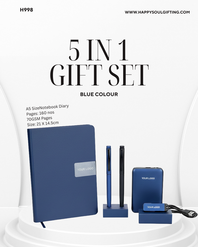 5 in 1 Corporate Gift Set with Diary, Power Bank, Pen & OTG Pen Drive