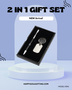 2 in 1 Gift Set – Metal Ball Pen & Oval Shape Metal Key Chain