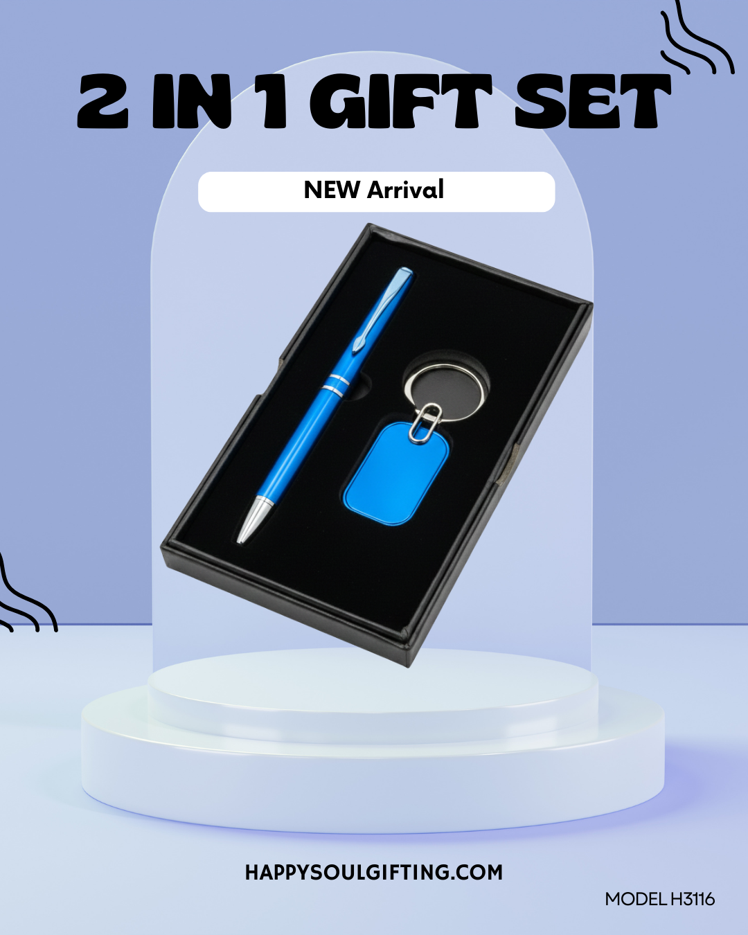 2 in 1 Gift Set – Metal Ball Pen & Oval Shape Metal Key Chain