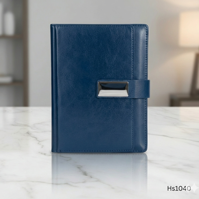 Blue leather notebook with a buckle