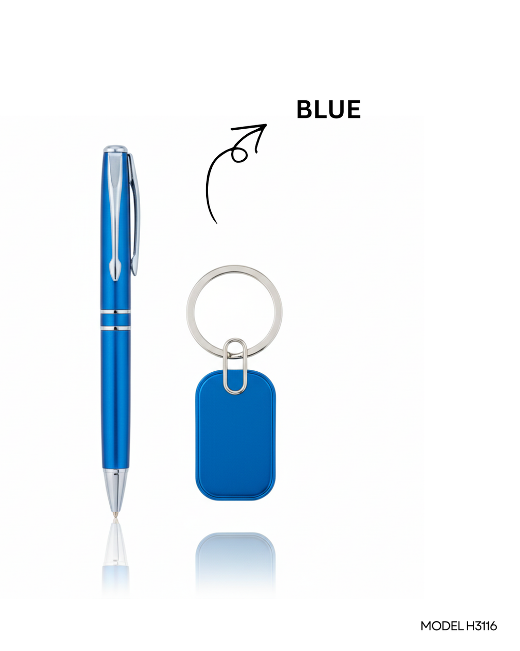 2 in 1 Gift Set – Metal Ball Pen & Oval Shape Metal Key Chain