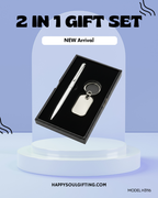 2 in 1 Gift Set – Metal Ball Pen & Oval Shape Metal Key Chain