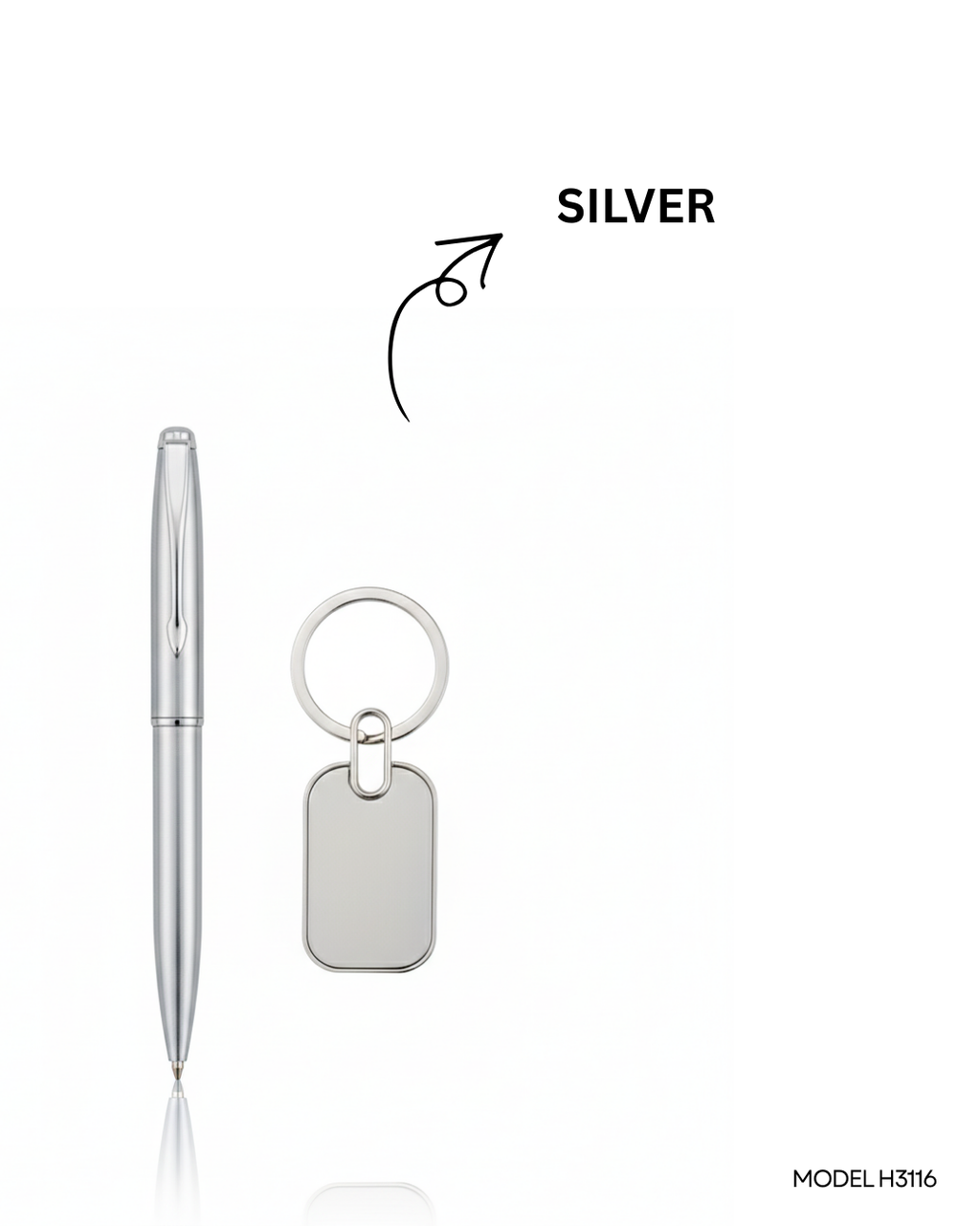 2 in 1 Gift Set – Metal Ball Pen & Oval Shape Metal Key Chain