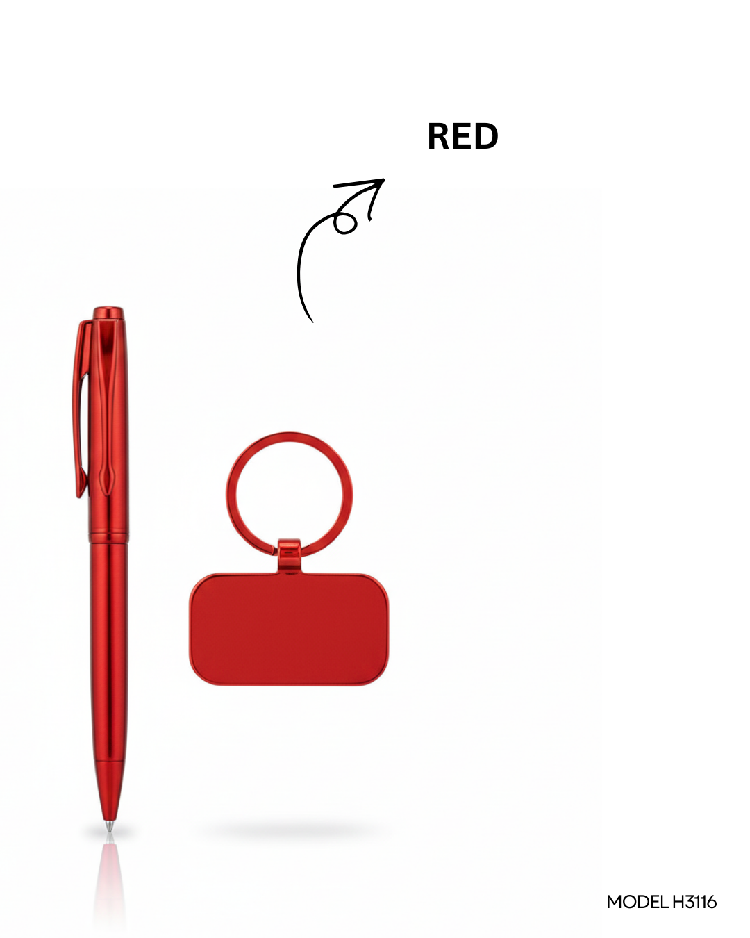 2 in 1 Gift Set – Metal Ball Pen & Oval Shape Metal Key Chain