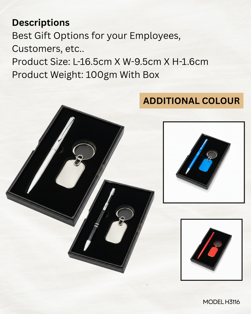 2 in 1 Gift Set – Metal Ball Pen & Oval Shape Metal Key Chain