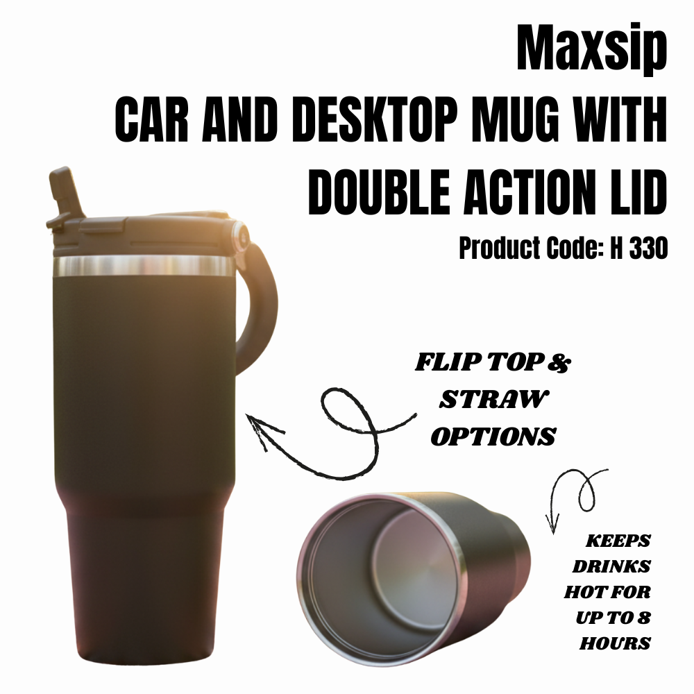 Car & Desktop Vacuum Mug 890ml | SS 304 | Flip & Straw Lid