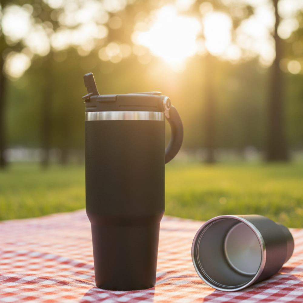 Car & Desktop Vacuum Mug 890ml | SS 304 | Flip & Straw Lid