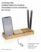 15W Bamboo Wireless Charging Desk Organizer