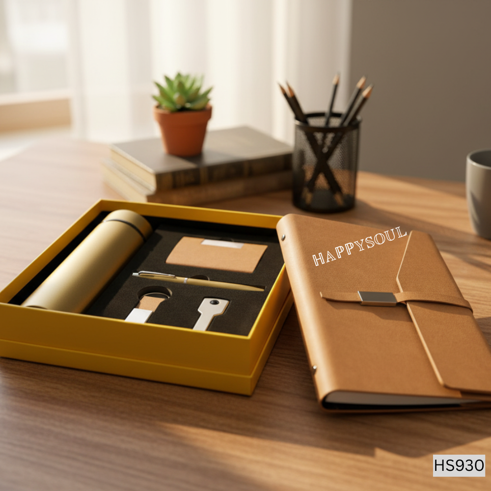 6 in 1 Premium Gift Set – Flask, Diary, Pen, USB & More (HS930)