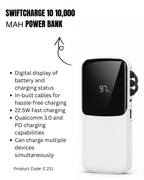 10000mAh Power Bank with Integrated Cables | 22.5W