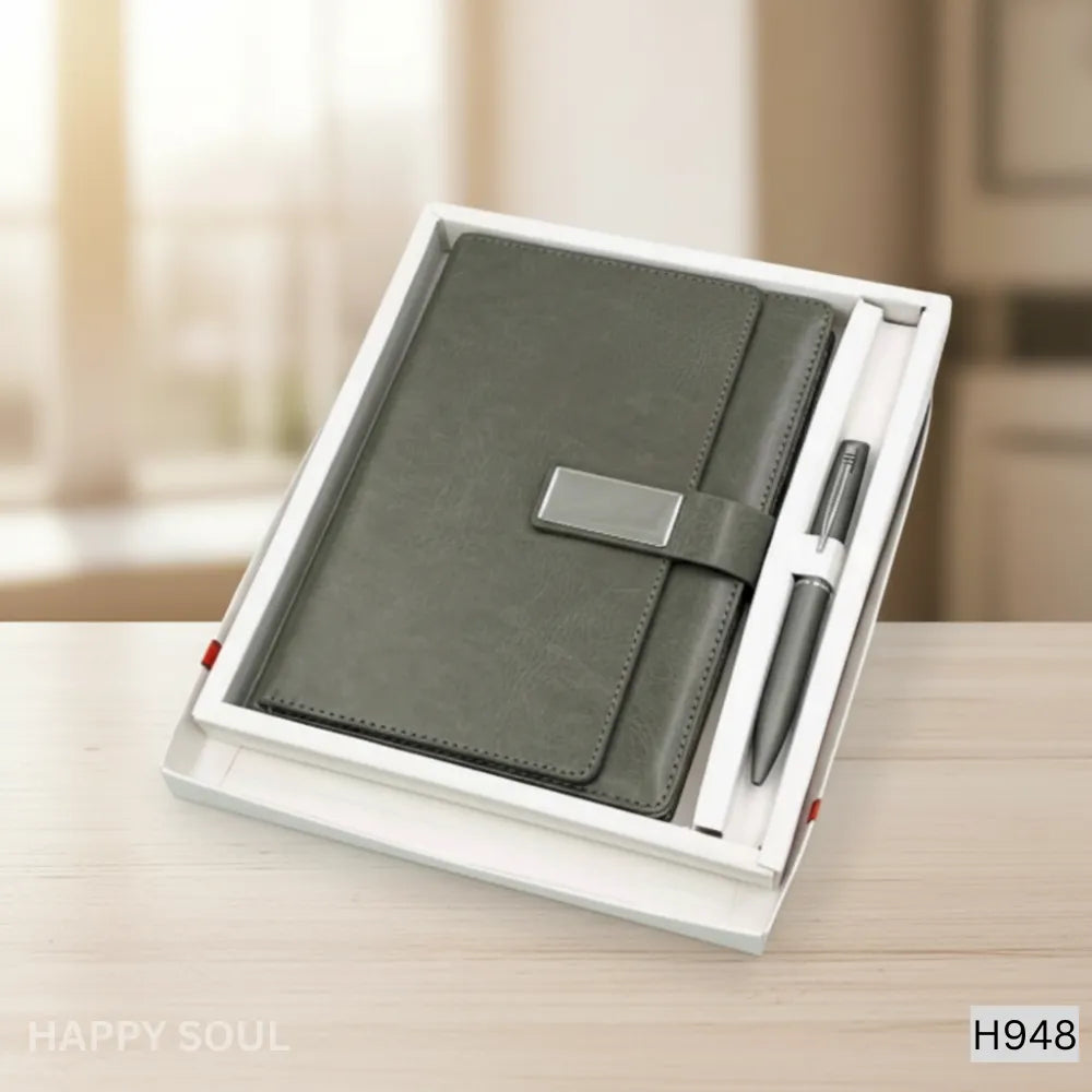 2 in 1 Gift Set with Notebook & Metal Pen – Corporate Diary Combo (Model HS948)
