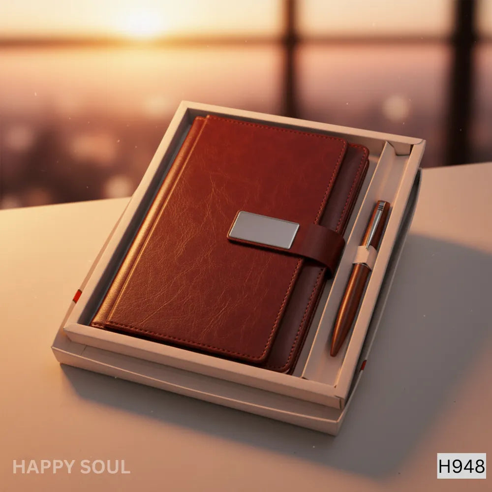 2 in 1 Gift Set with Notebook & Metal Pen – Corporate Diary Combo (Model HS948)