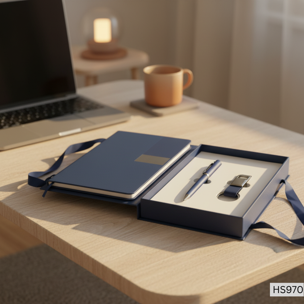 3 in 1 Gift Set – A5 Diary, Metal Pen & Keychain (HS970)