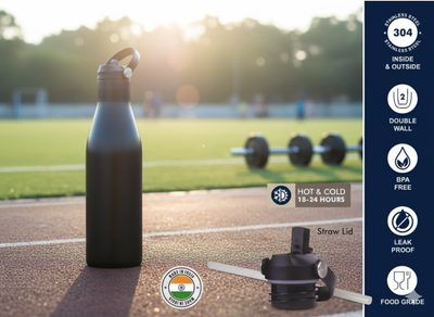 900 ml vacuum flask with Straw lid | 304 steel inside & outside | 18 hours hot/cold