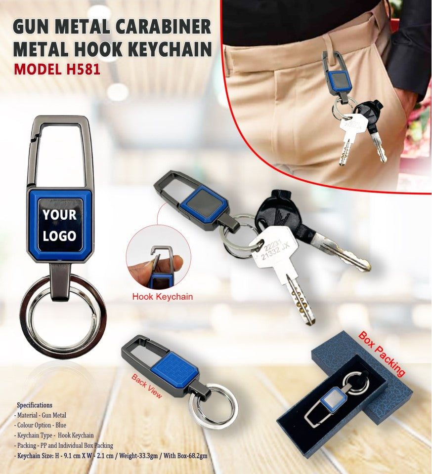 Industrial Rectangle PU-Leather Metal Hybrid | Metal Keychain