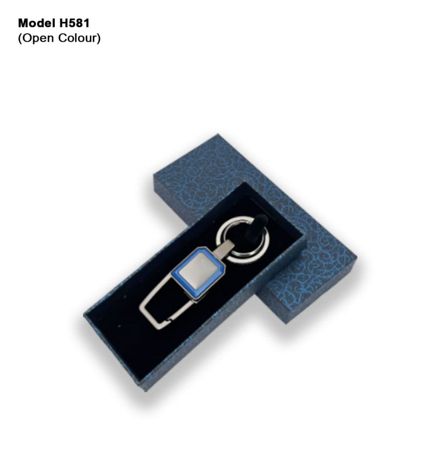 Industrial Rectangle PU-Leather Metal Hybrid | Metal Keychain