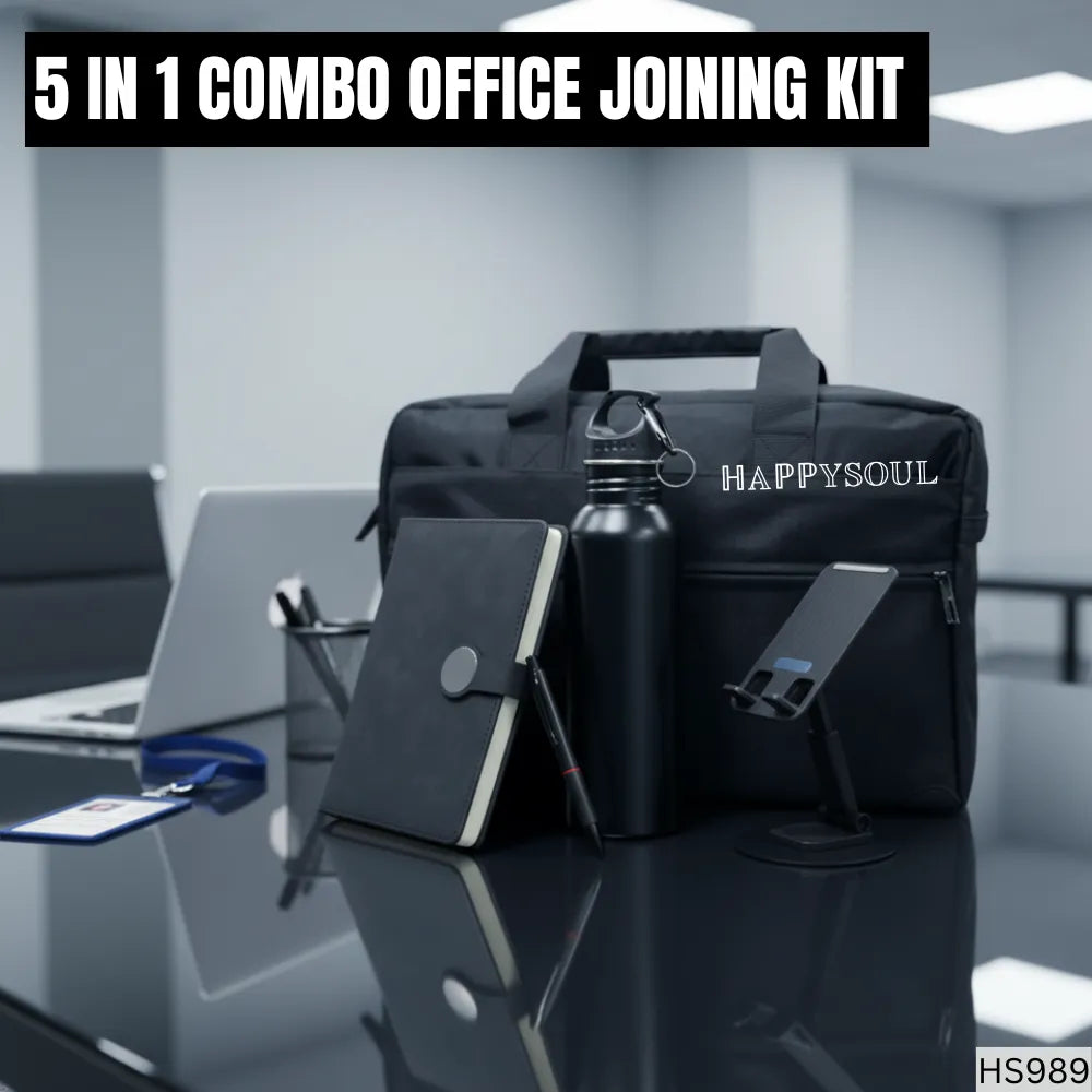 Corporate Office Joining Kit with Bag, Steel Water Bottle, Diary, Pen & Rotating Mobile Stand