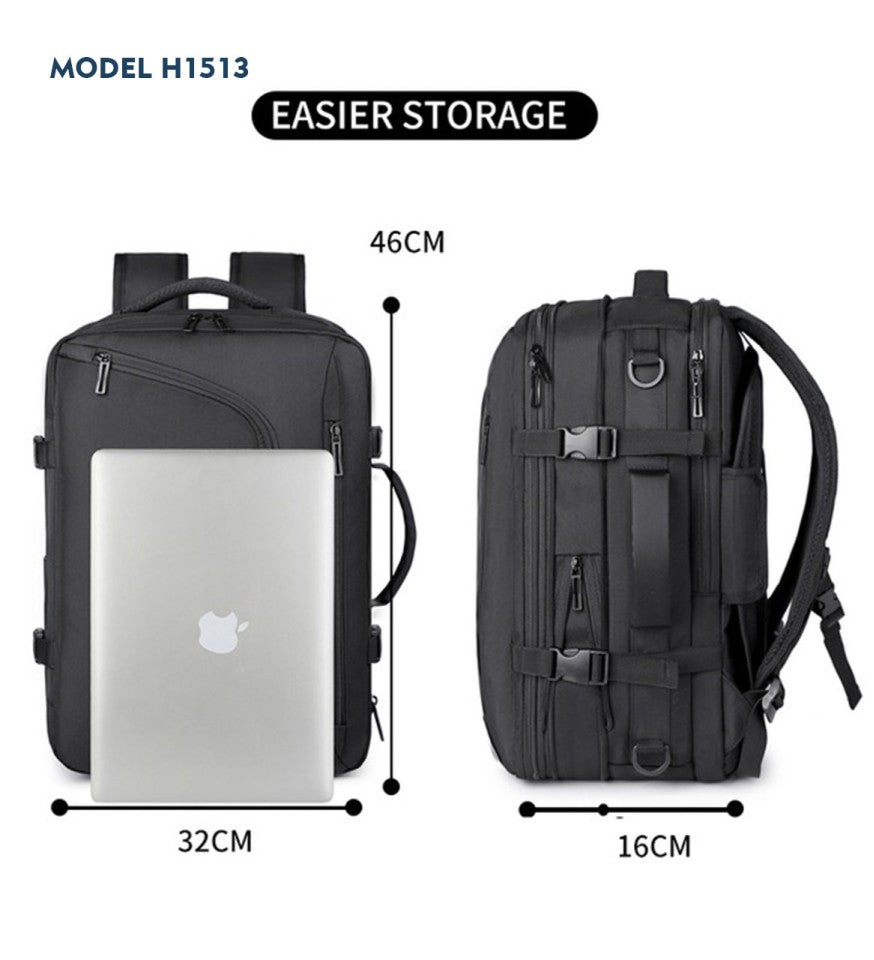 Minimal Noir Duo-Tone Travel Laptop Backpack | Bag