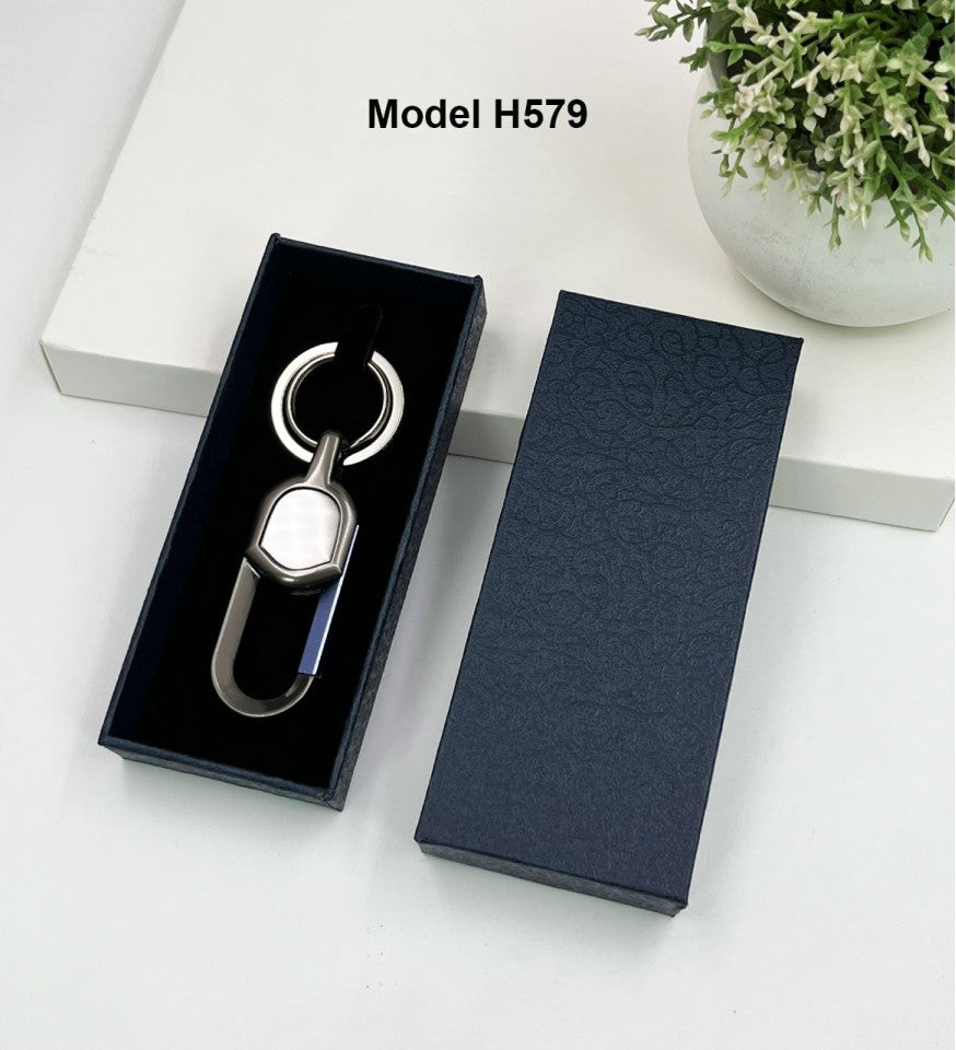 Industrial PU-Leather Block Metal Keychain | Metal Keychain