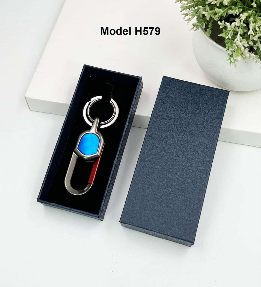 Industrial PU-Leather Block Metal Keychain | Metal Keychain
