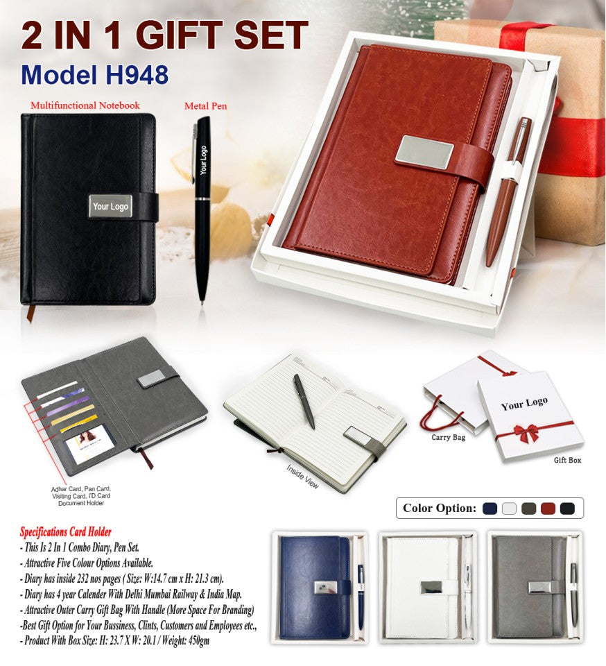 Minimal Noir 2-in-1 High-Utility Combo | Diary & Pen Set