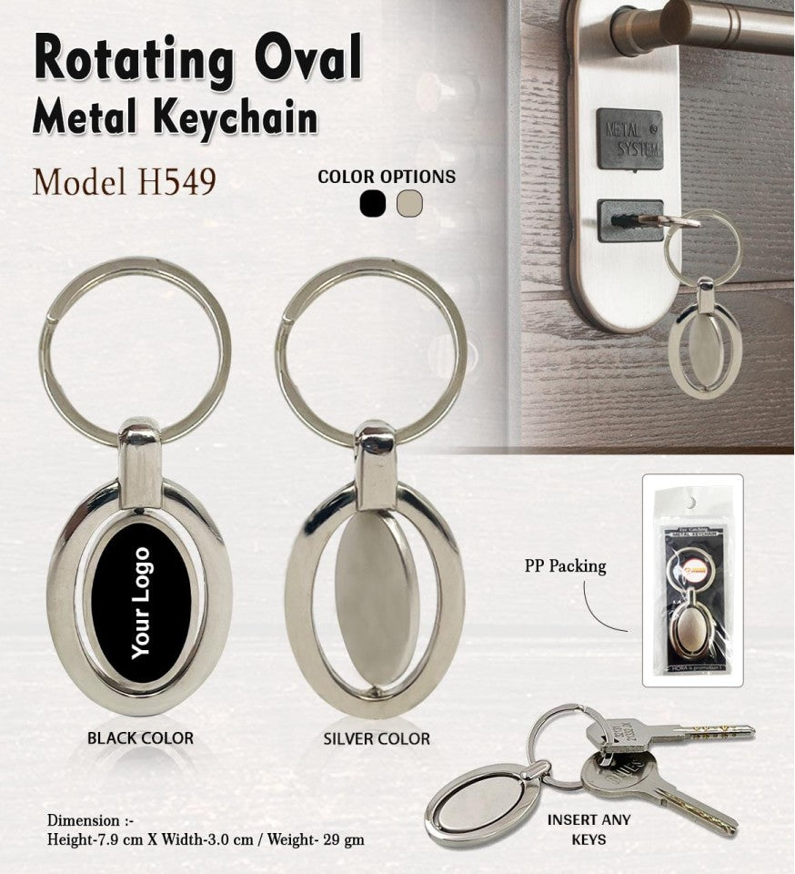 Premium Keychain | Rotating Metal Keychain - Silver - Pre...