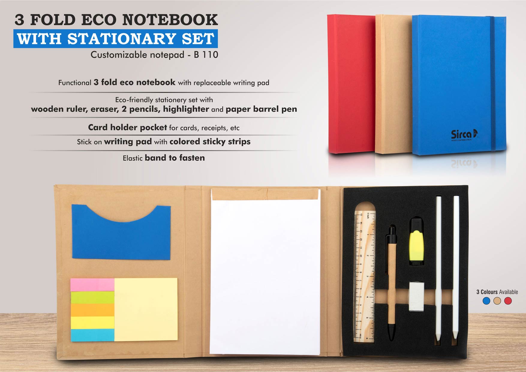 3-Fold Stationery Ensemble | Professional Eco Writing Suite