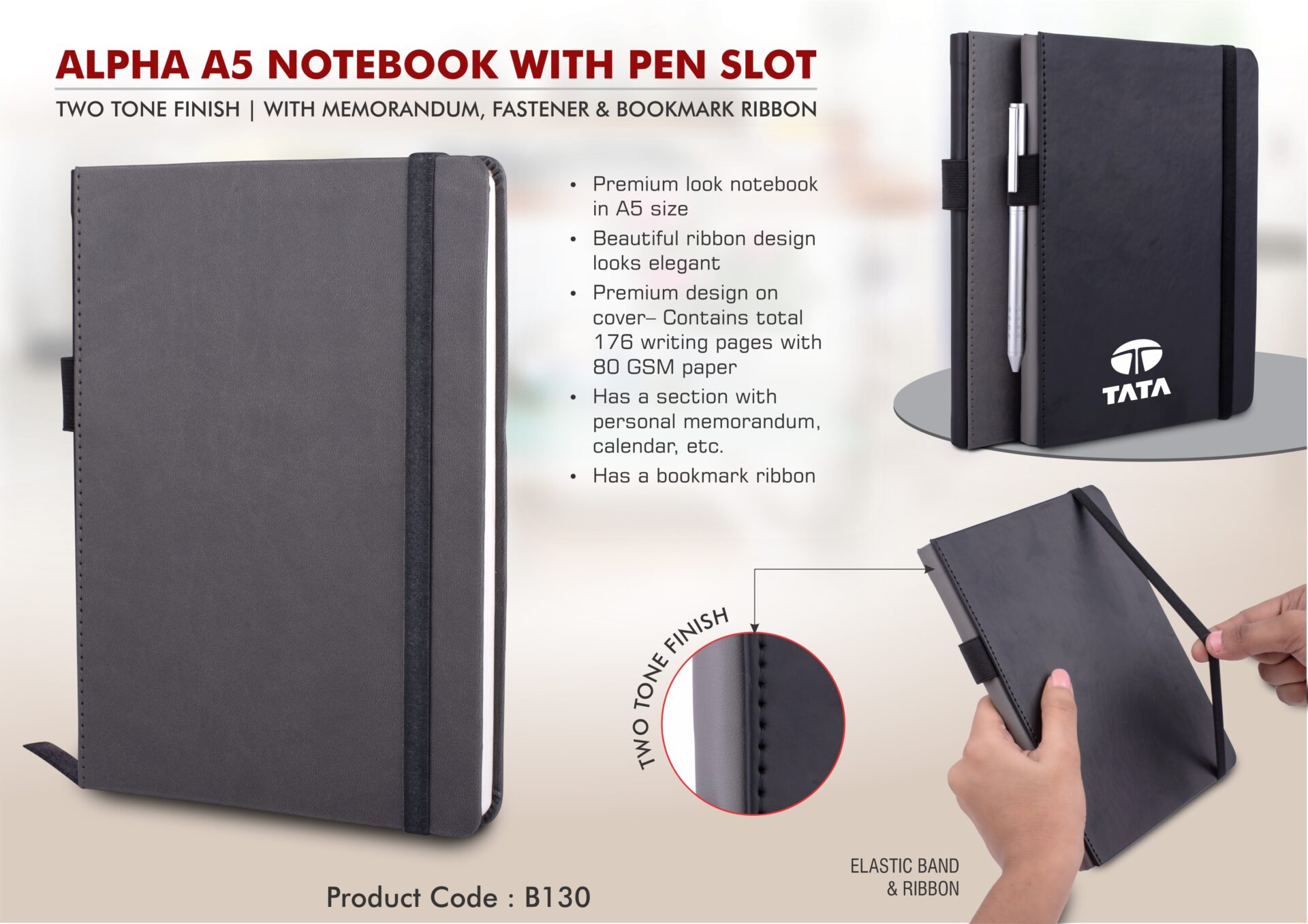 Alpha Two-Tone Professional | Pen-Slot A5 Signature Notebook