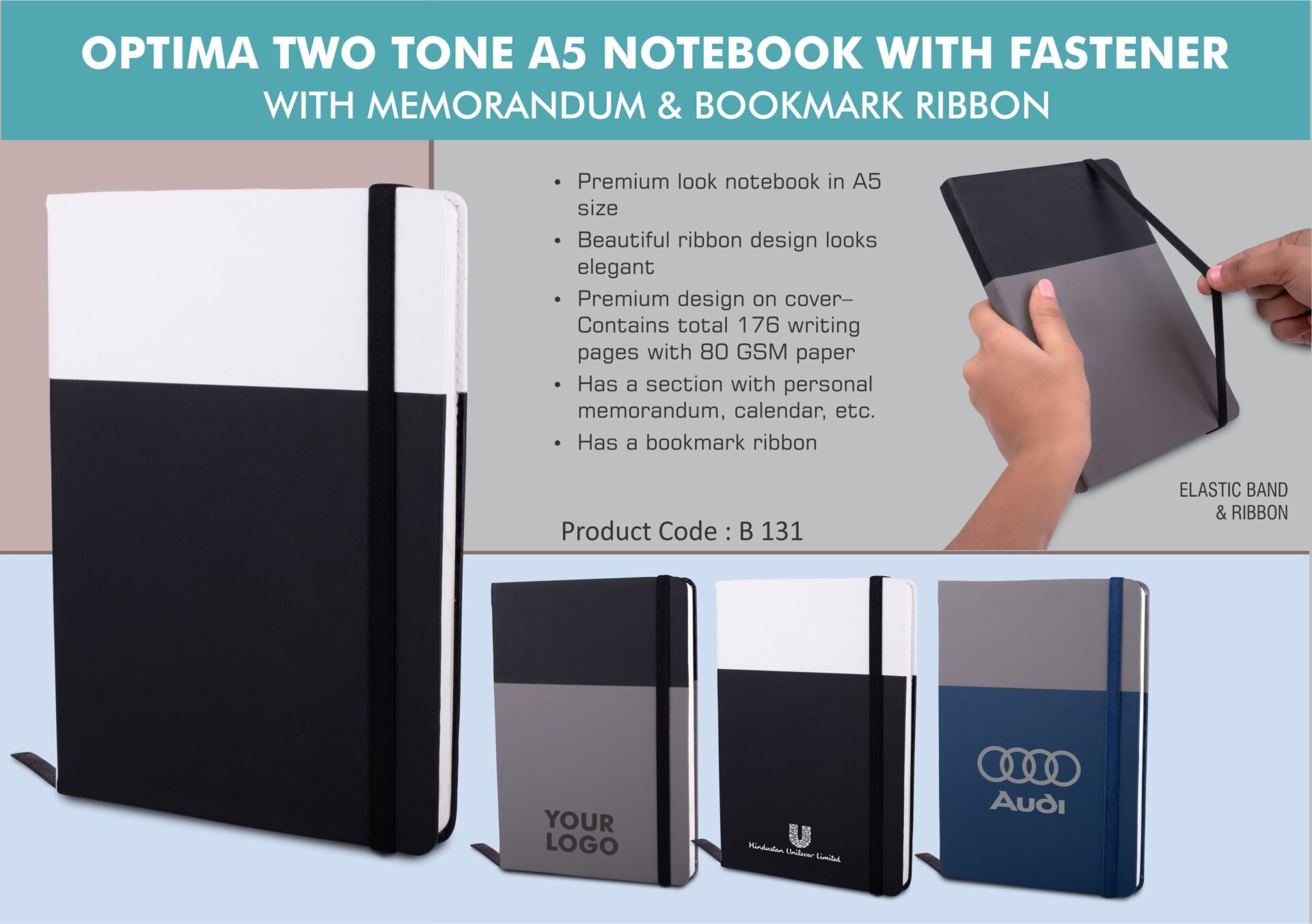 Optima Two-Tone Executive | A5 Signature Portfolio & Fastener