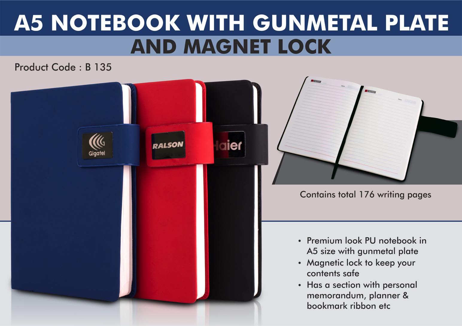 Gunmetal Plate Magnet Suite | Hardbound A5 Signature Portfolio