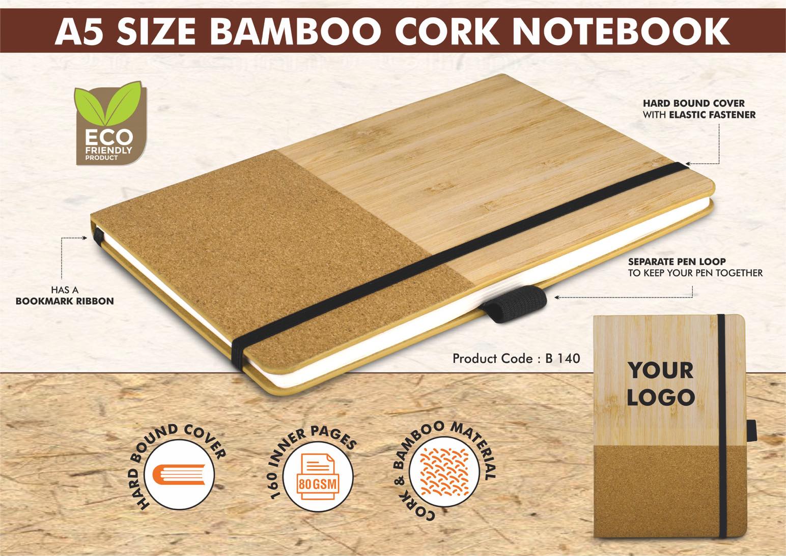 Bamboo-Cork Signature Duo | A5 Premium Sustainable Notebook