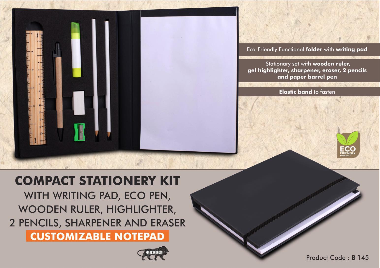 EcoStationery Portfolio | 7-Pc Travel Writing & Accessory Kit