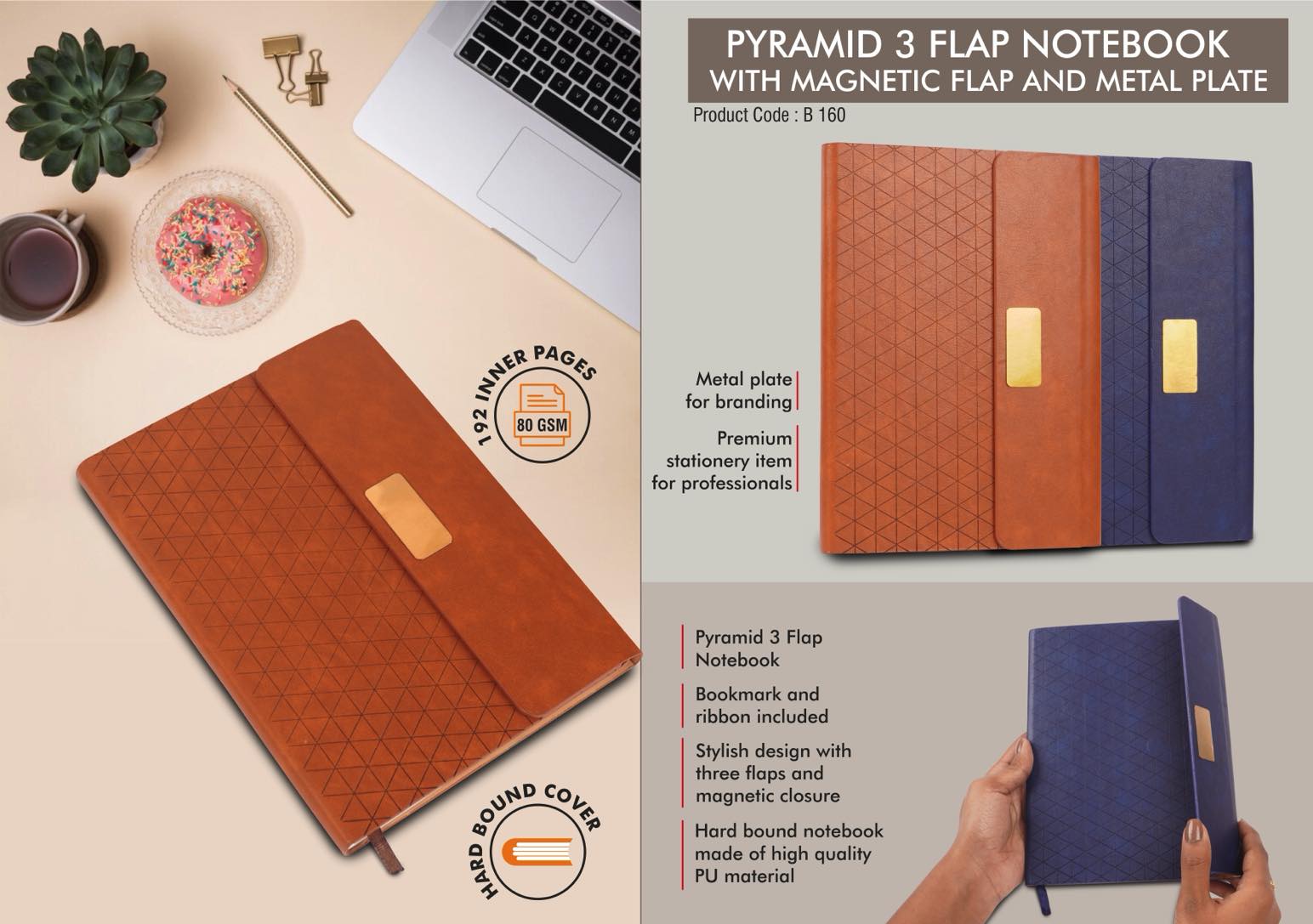 Pyramid 3-Fold Executive | Magnetic Flap Signature Portfolio