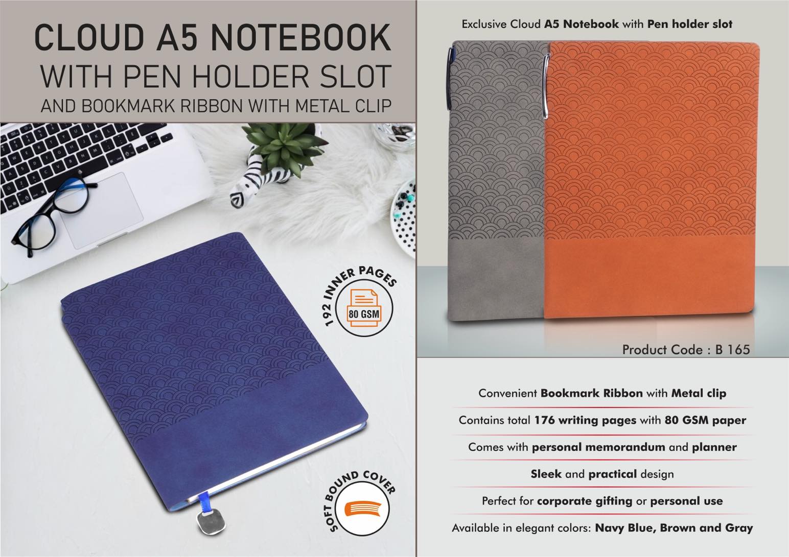 Metal-Clip Cloud Series | Pen Holder Signature Notebook