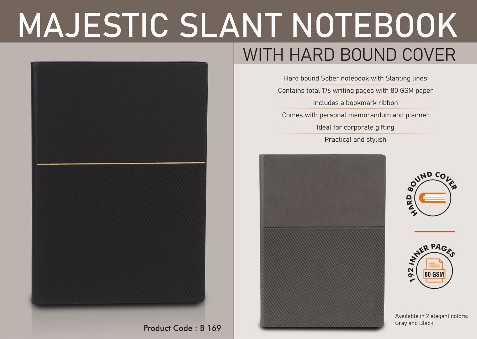 Majestic Slant Hardbound Suite | With Memorandum & Ribbon