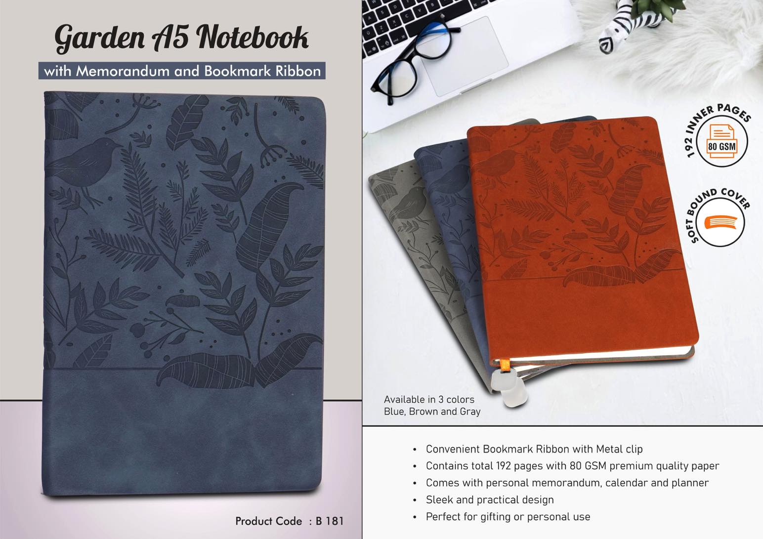 Garden Series Floral Portfolio | A5 Signature Notebook