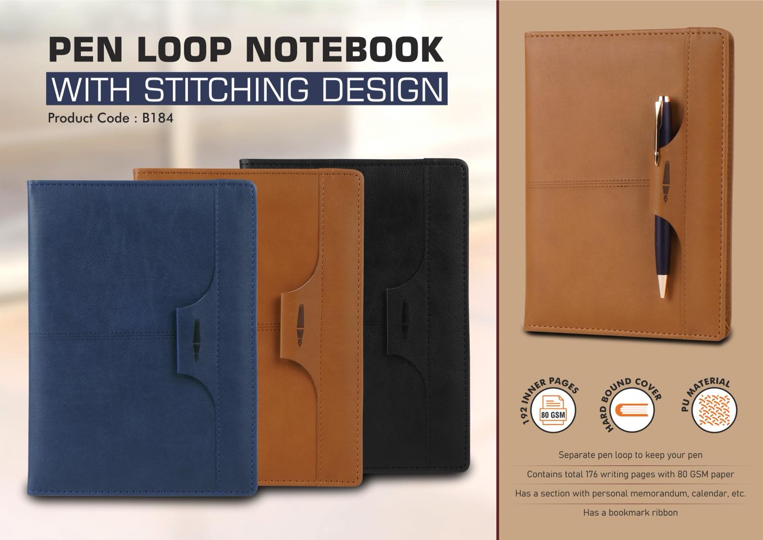 Vertical Stitched Loop Portfolio | A5 Signature Notebook