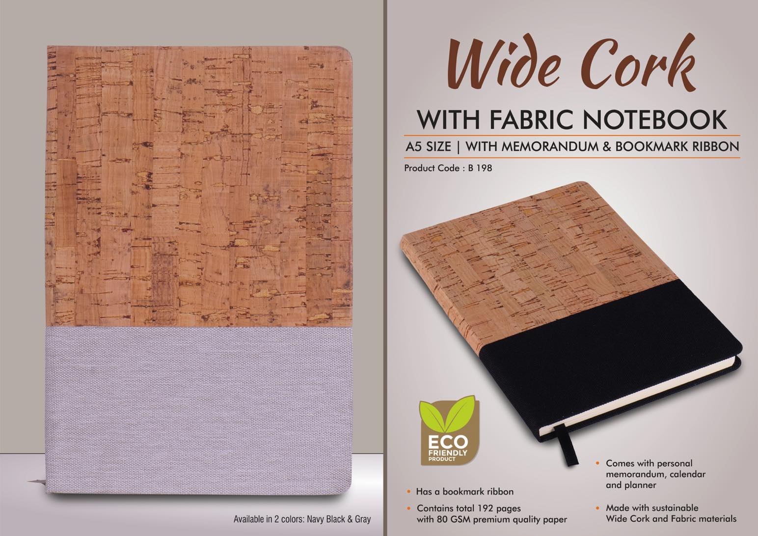 Wide Cork Fabric Executive | A5 Signature Portfolio