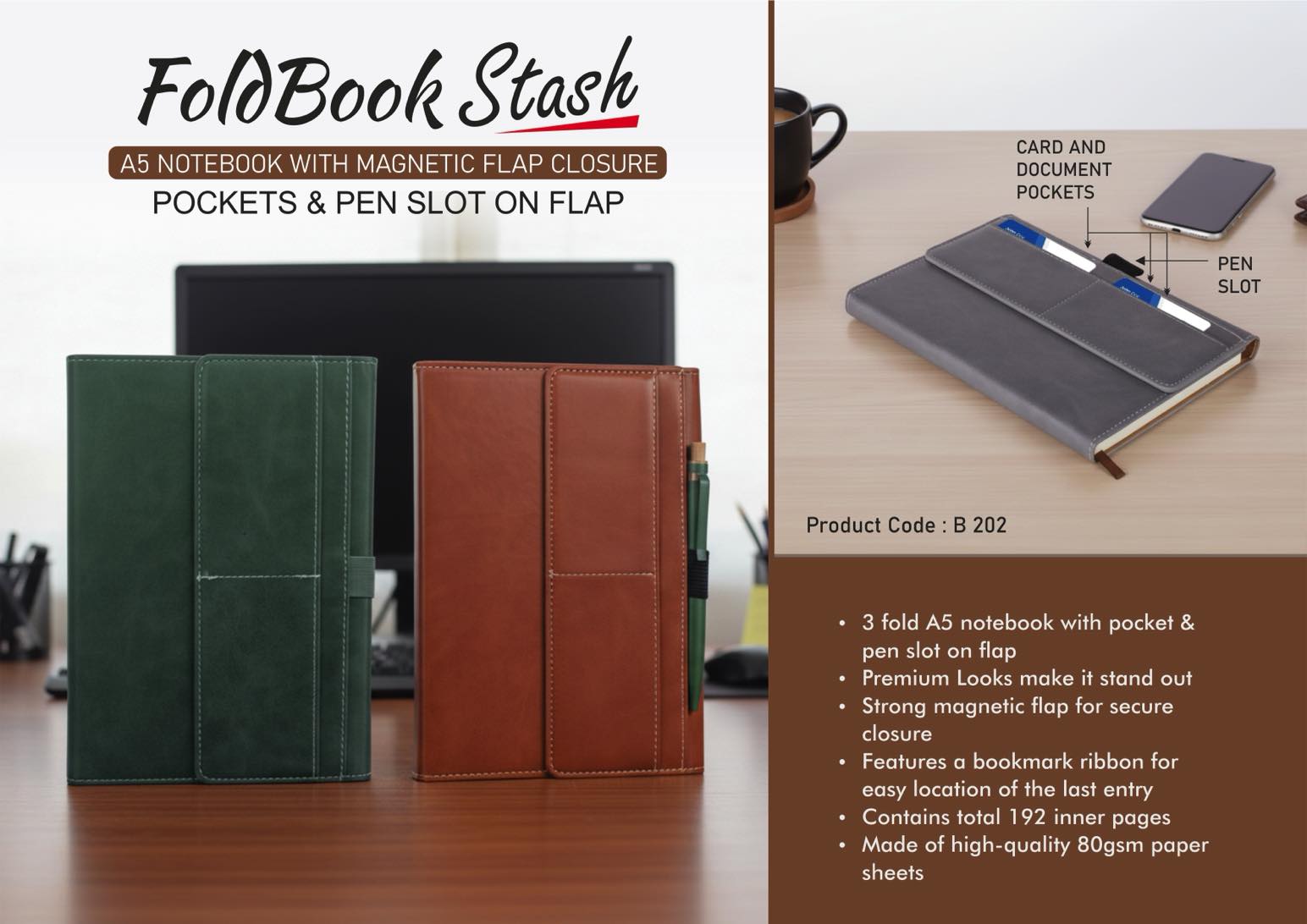 FoldBook Stash Magnetic Suite | A5 Portfolio & Pockets