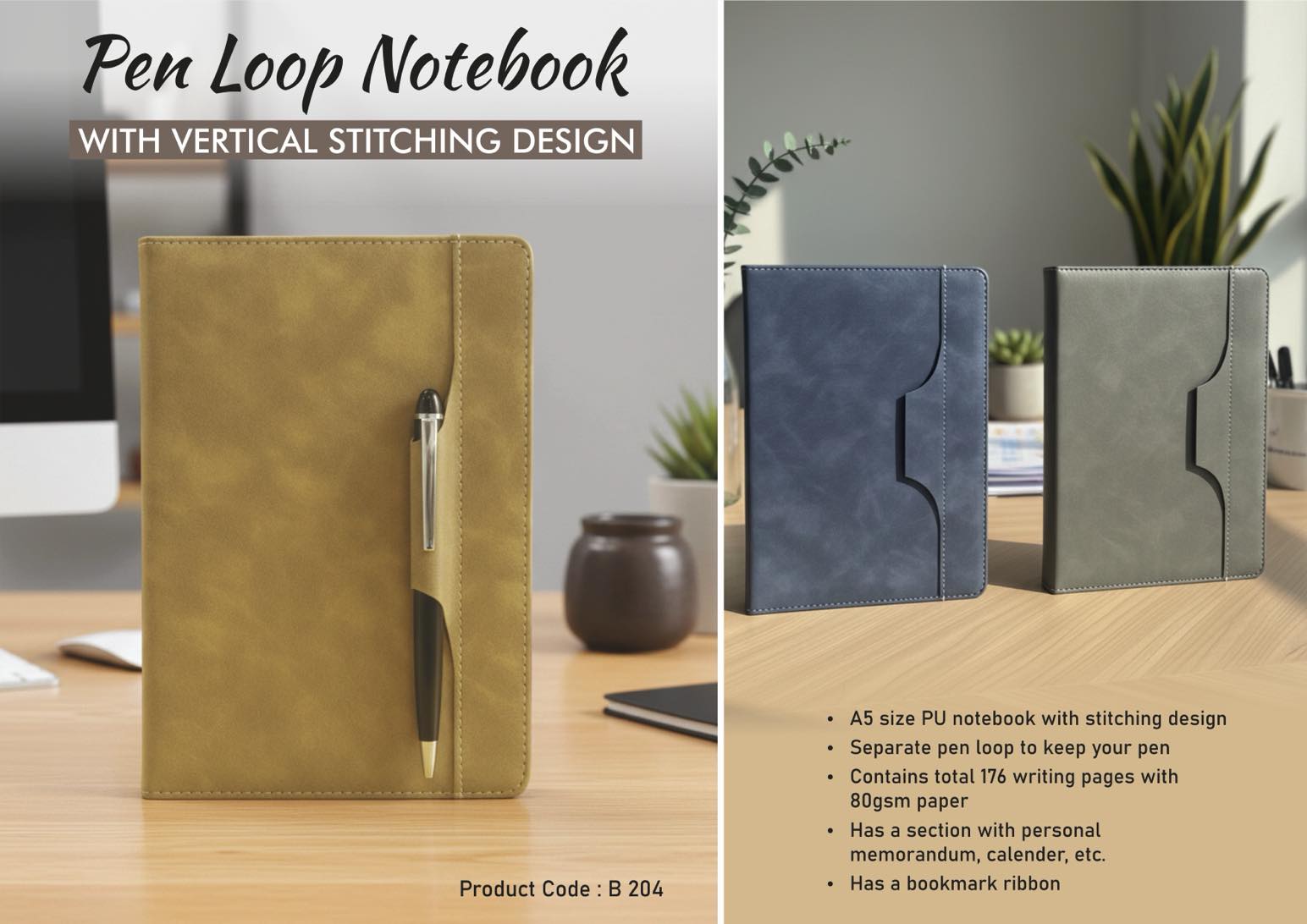 Vertical Stitched Loop Portfolio | A5 Signature Notebook