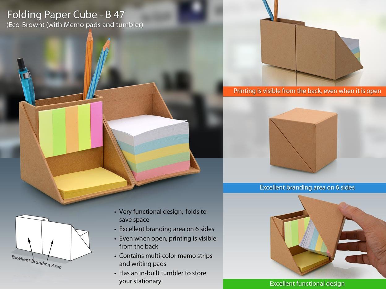 Essential Folding Desk Cube | Multi-Function Memopad & Tumbler