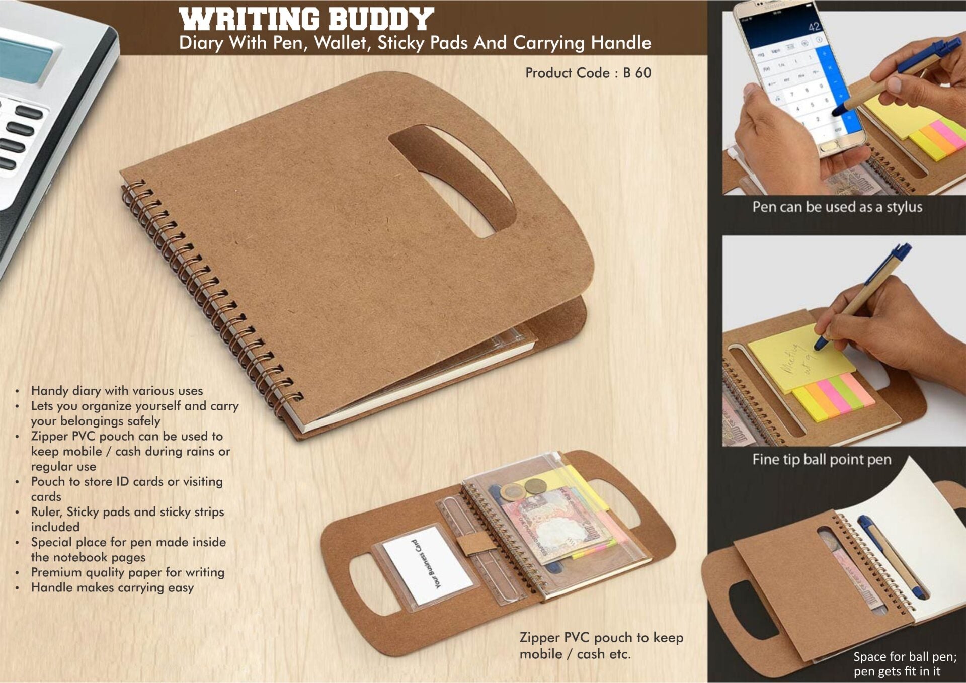 Writing Buddy Professional | Diary, Wallet & Sticky Note Suite