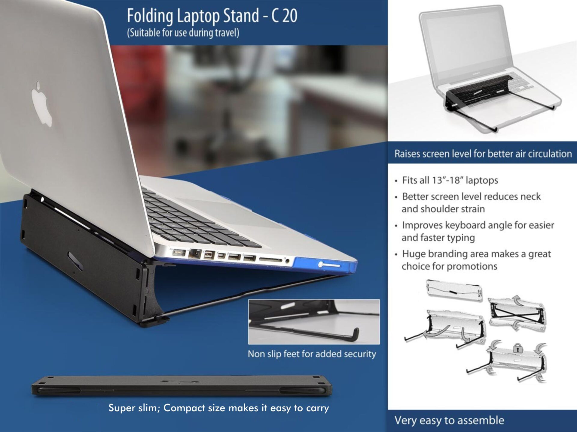 Folding Essential Laptop Stand | Travel-Friendly Desktop Suite