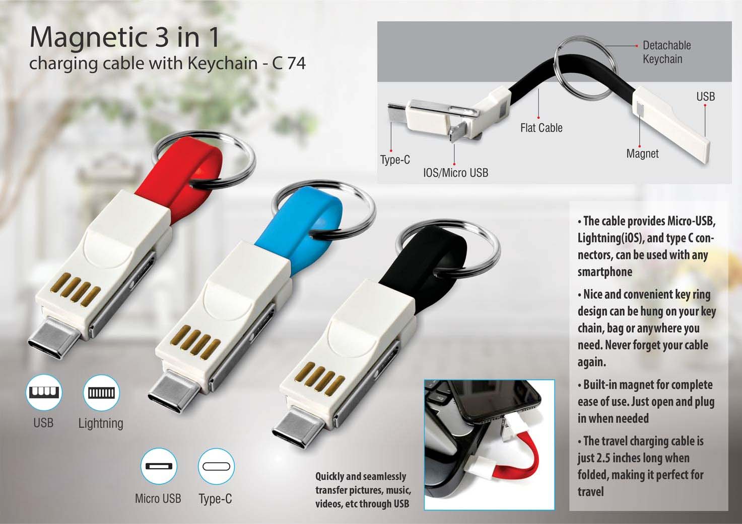 Magnetic 3-in-1 Tech Suite | Integrated Charging Keychain