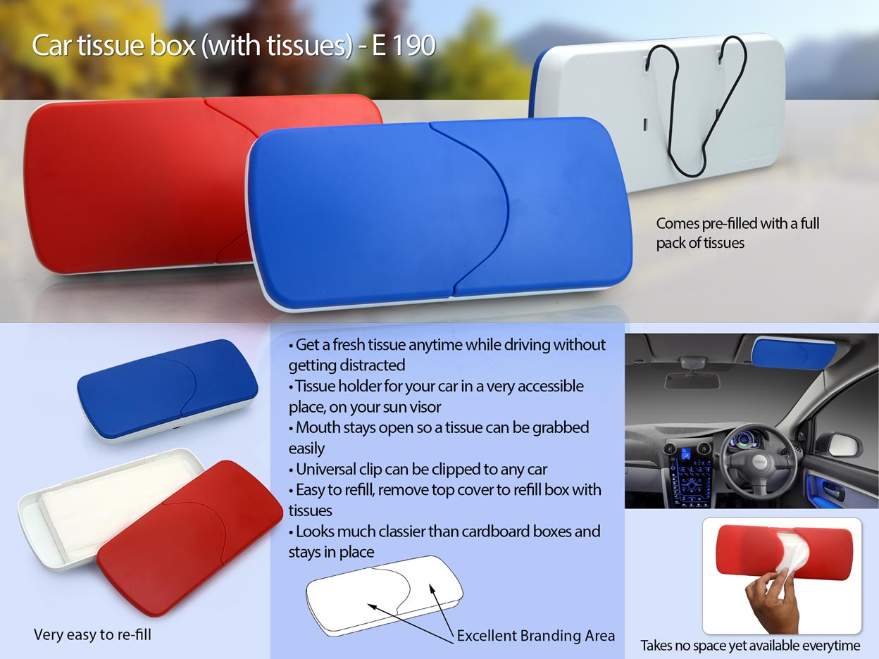 Premium Car Tissue Suite | Integrated Leatherette Box & Tissues