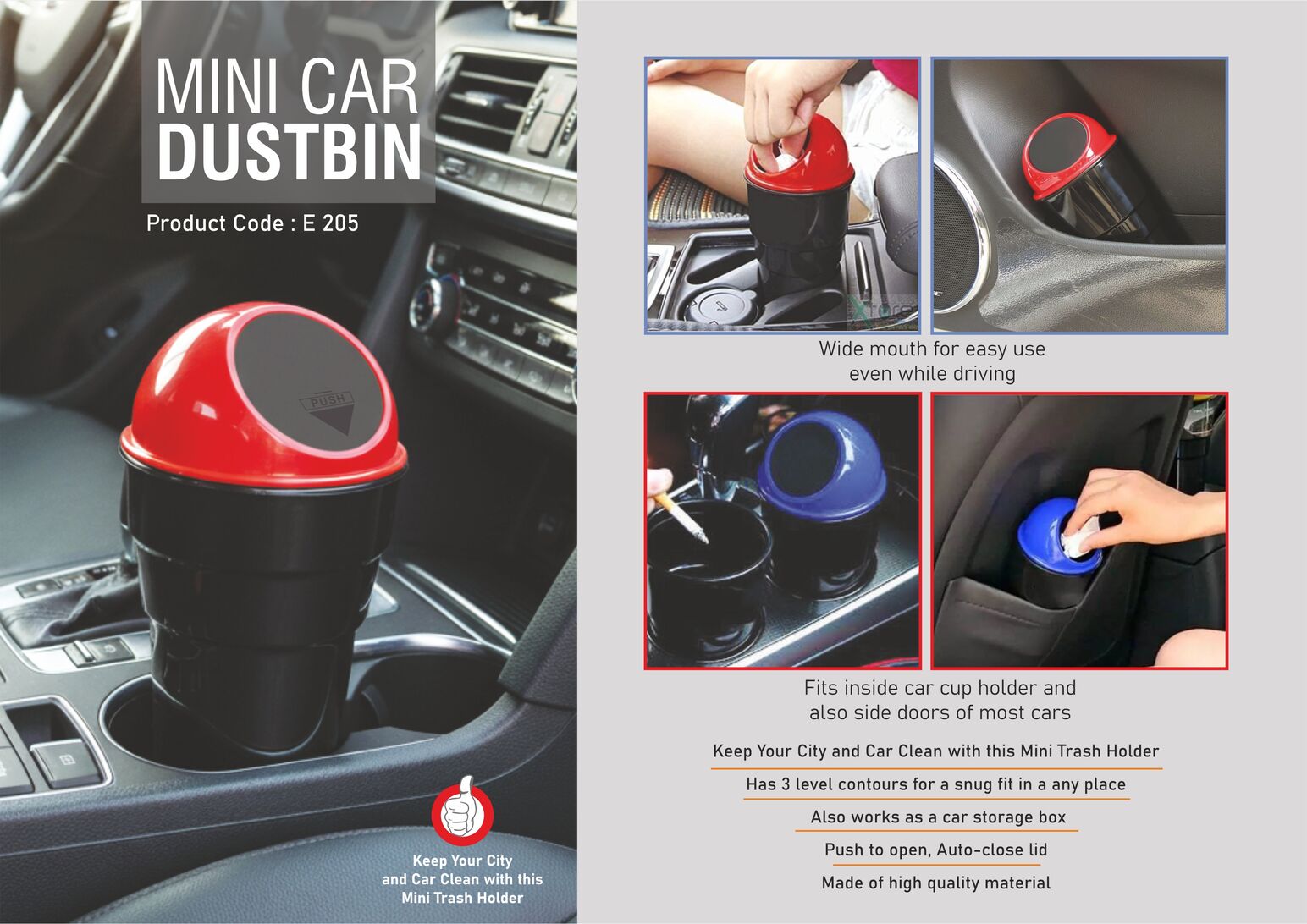Universal Car Cup Dustbin | Compact Trash Holder Suite