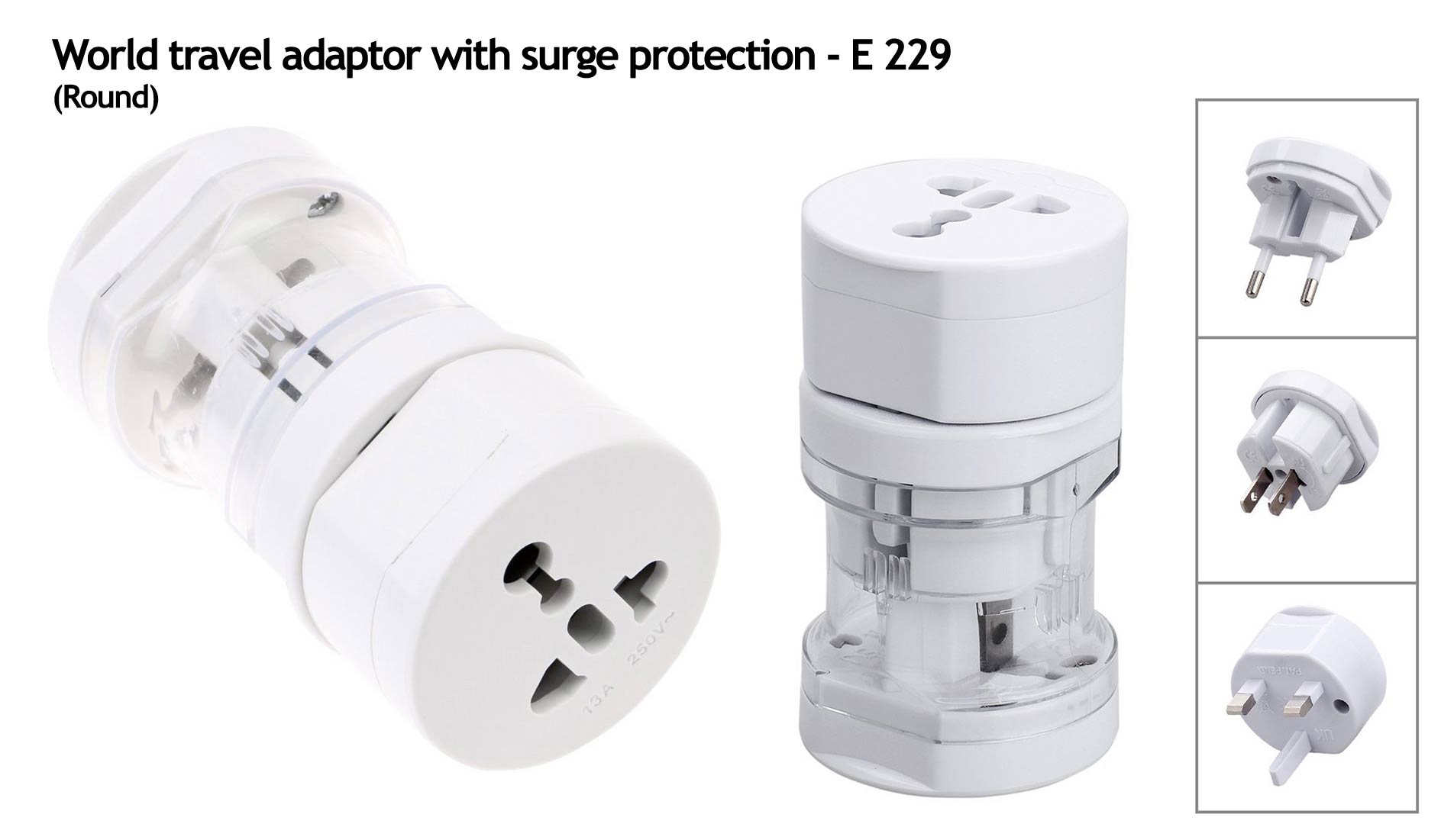 Surge-Protected Global Adaptor| Round Universal travel Suite