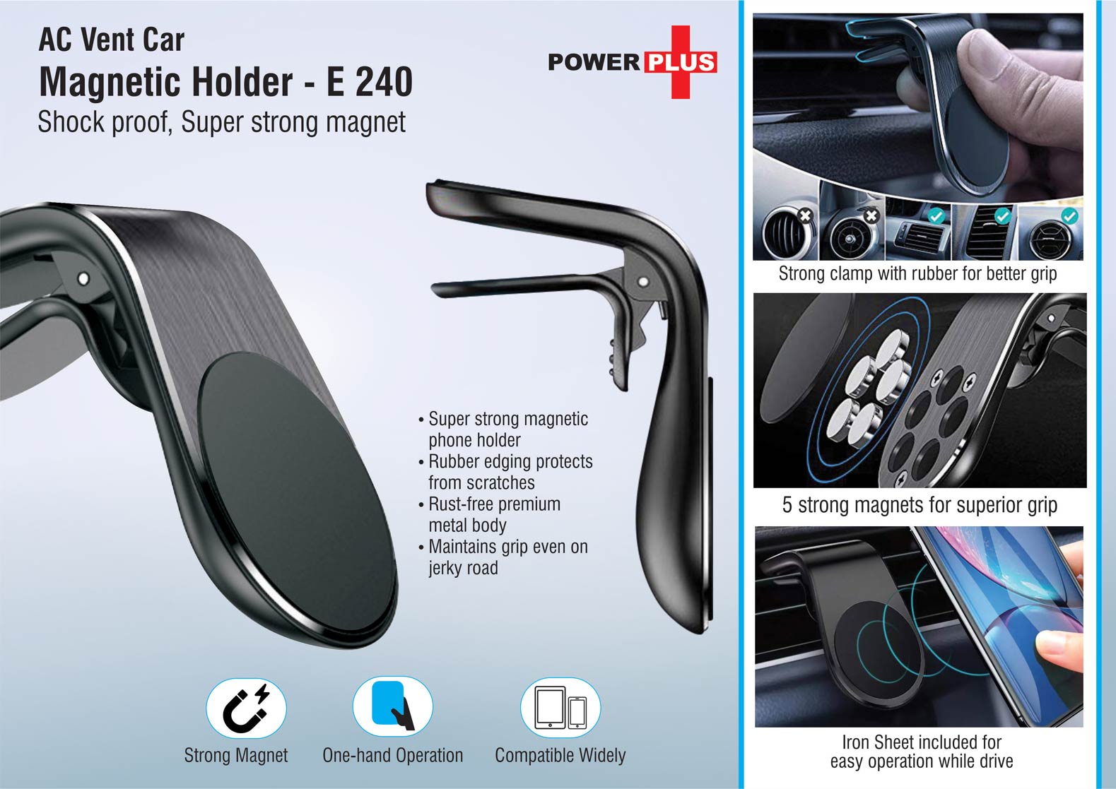 Shock-Proof Magnetic AC Stand | Super-Strong Car Phone Holder