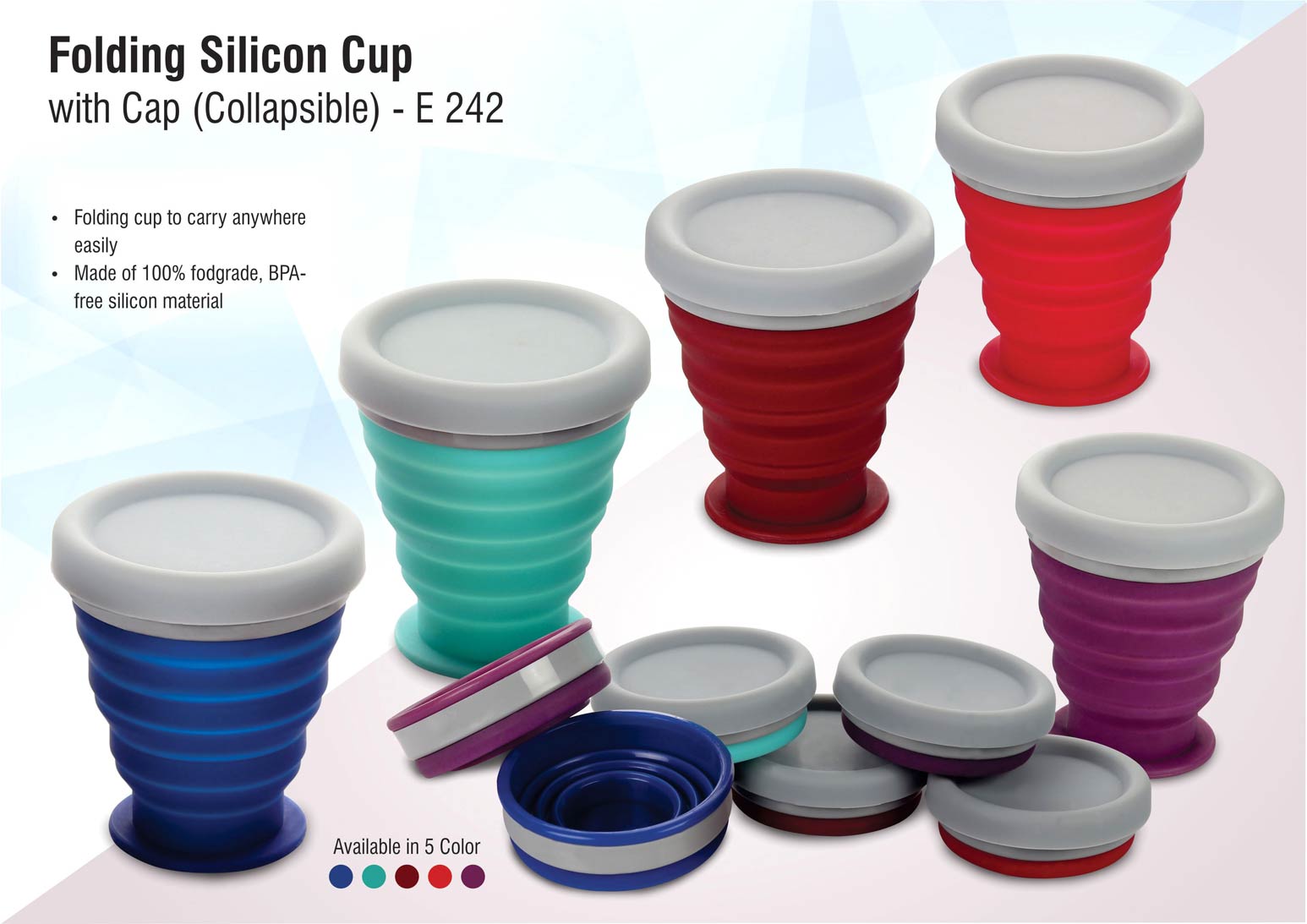 Collapsible Silicon Folding Cup | Cap-Integrated Travel Suite